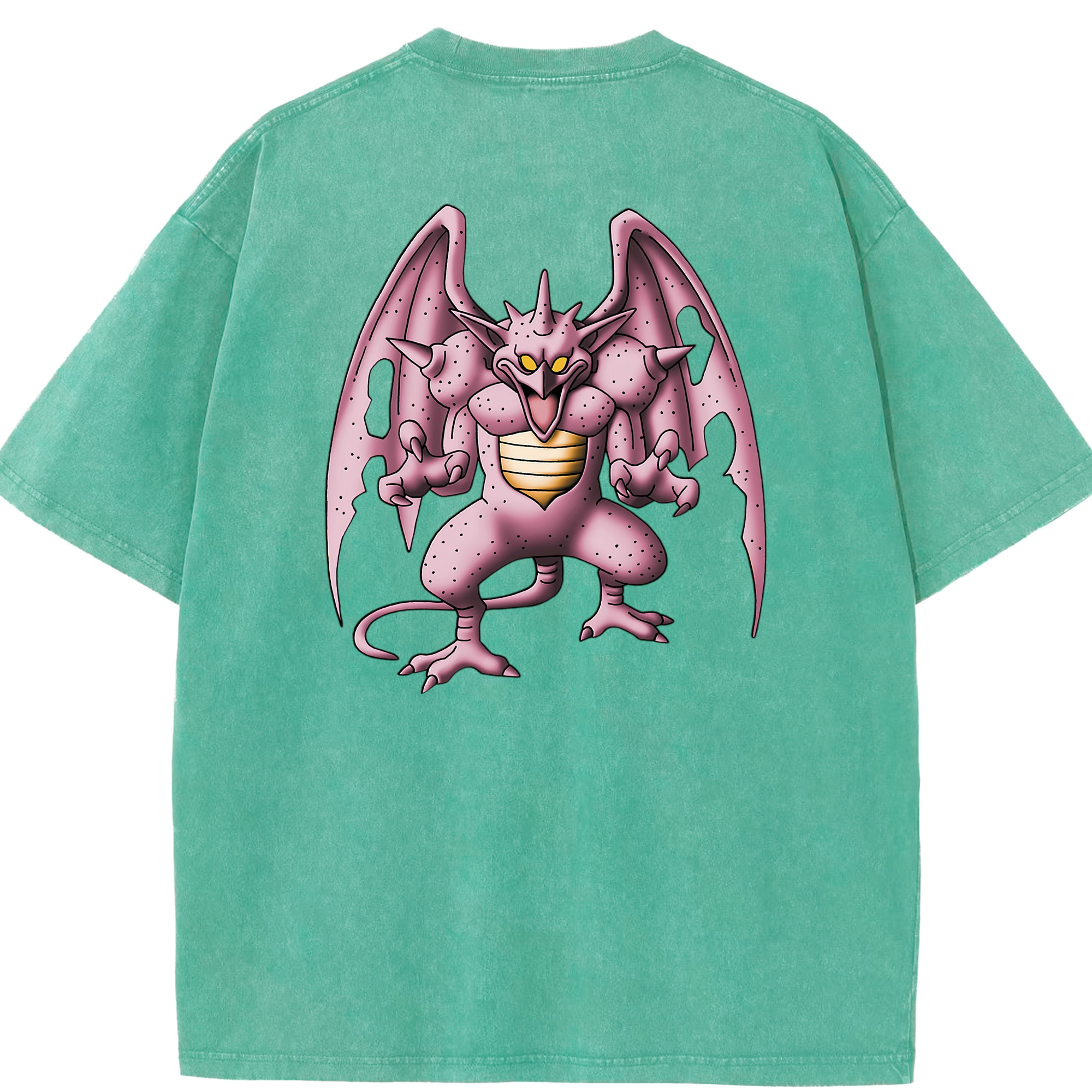（画像用） ドラゴンクエスト Doragon Kuesuto Dragon Quest 綿100% ヴィンテージ風 半袖Tシャツ（背面プリント）